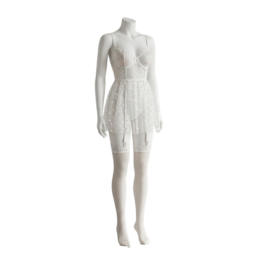 Set di Lingerie Bianca in Pizz - Babydoll Chemise Night recensione e prezzo